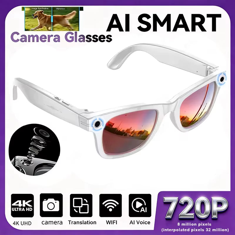 New Upgrade Smart Glasses with Camera Video Recording AI Photo Recognition Bluetooth Call Translation Voice Sunglasses Men Women